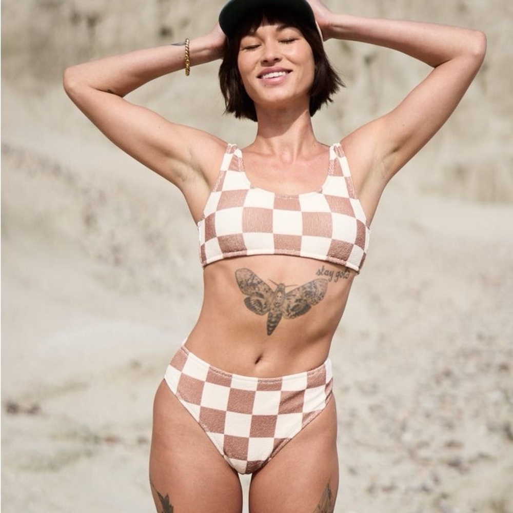 P&Co Checkered Bikini Top & High Waisted Bottoms